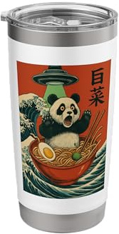 Japanese Panda Ramen UFO Kawaii Manga Noodle Bowl Anime Stainless Steel Insulated Tumbler