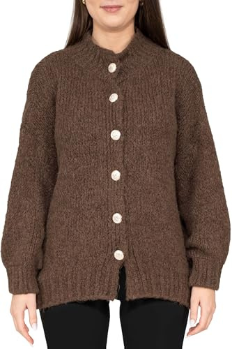 Reichstadt Damen Oversized Strickjacke 25RSW094 Taupe One Size