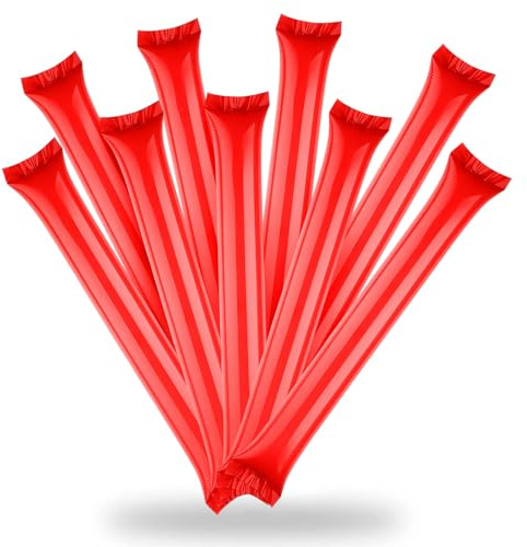 dellyy Bâtons Gonflables en Plastique, 50 Pièces, 60×10cm, pour Événements Sportifs, Coupe d'europe et Coupe du Monde (Rouge)