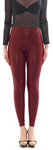 Ladies Full Length Stretch Leggings Women’s Trousers Tubes Treggings Matt Shine Like Latex Patent Leather Look High Waist Dark Red XXL