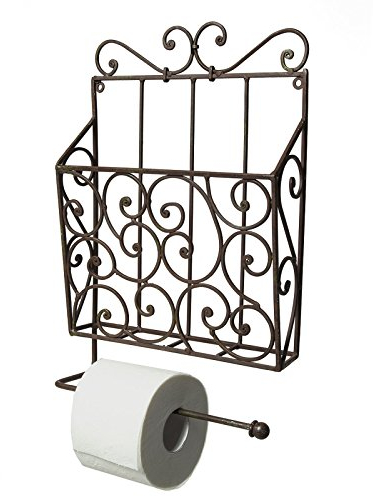 DESIGN DELIGHTS Vintage TOILETTENPAPIERHALTER Ferro mit Zeitungshalter antik-braun
