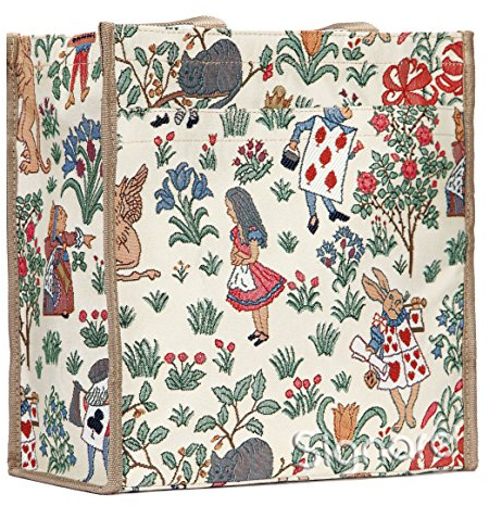 Signare Tapestry Arazzo Borsa a Tracolla Donna, Borse Tote per Donne, Shopping Tote Bag con Disegni da Giardino (Alice nel paese delle meraviglie)