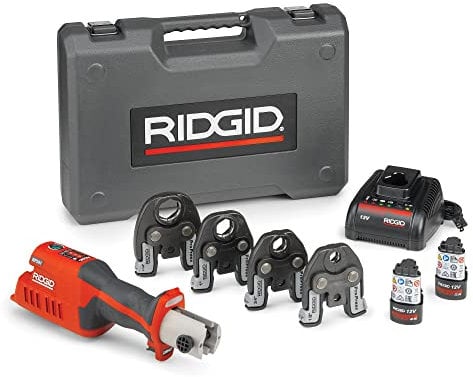 RIDGID 57363 Model RP 241 Compact Press Tool Kit with 1/2 to 1-1/4 ProPress Jaws, Battery, and Charger, Compact Pressing Tool with Bluetooth Connectivity