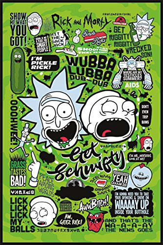 Close Up Rick and Morty Poster Quotes 2 (61cm x 91,5cm) + 2 St. transparente Posterleisten mit Aufhängung