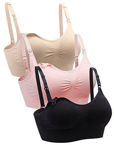 Cimary Soutien-Gorge de maternité sans Couture pour Femmes (Lot de 4) (L/XL, 3PACK(Black+Beige+Pink)