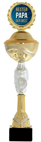 pokalspezialist Pokal Bester Papa der Welt 38 cm hoch PVC Metall Steinsockel