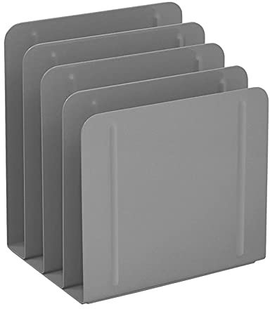 Acrimet 4-fach vertikaler Aktenhalter aus Metall, Schreibtisch-Ablage, kompakte und effiziente Lösung für Dokumente und Ordner – Silberfarben