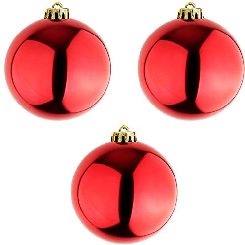 Mojawo 3 Stück XXL Christbaumkugeln Weihnachtsbaumkugeln Baumschmuck rot Ø 20cm Schmuckkugeln