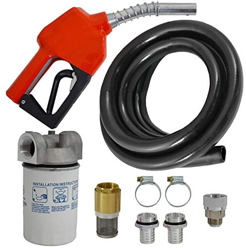 PISTOLA GASOLIO AUTOMATICA - pistola per pompa gasolio pompa travaso gasolio con accessori PISTOLA AUTOMATICA + TUBO IN GOMMA + FILTRO GASOLIO + VALVOLA DI NON RITORNO + UGELLI + FASCETTE