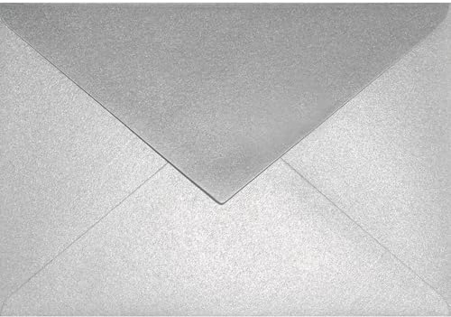 Netuno 25 Kuverts Perlmutt-Silber DIN C6 11,4x16,2 cm glänzend und festlich | 120g Aster Metallic Silver · elegante hochwertige silberne Umschläge für Weihnachten, Jubiläum, Silvester & Einladungen