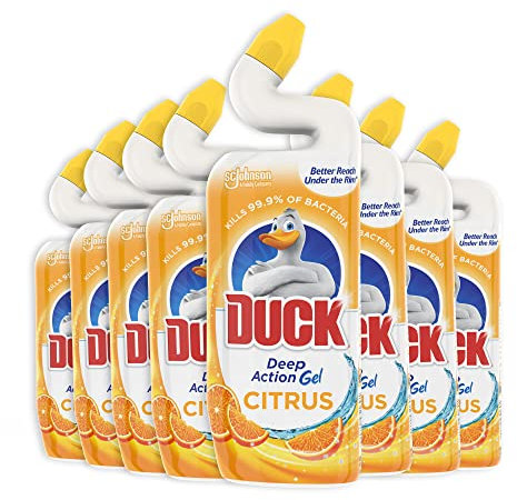 Duck Deep Action Gel Toilet Cleaner Liquid, Removes Limescale, Long Lasting Fragrance, Citrus, Pack of 8 (8 x 750ml)