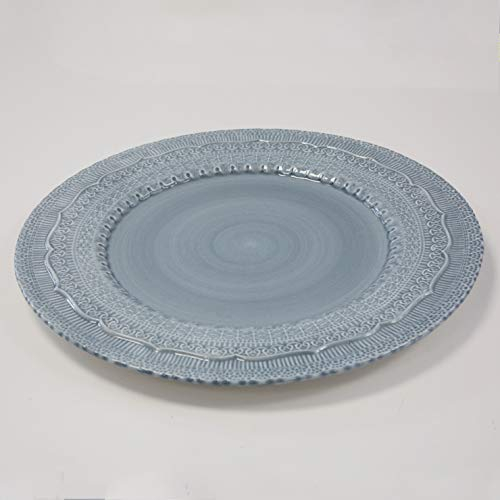 Decor Essentials Porcelain Embossed Charger Plates Easter Spring Pastel Colour Themed Wedding Dinner (Duck Blue)