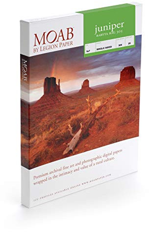 Moab Juniper Baryta Rag 305, A2, 25 Blatt, Drucker-Fotopapier, 305 g/m2, Faserpapier aus 100% Baumwolle JBR305A225