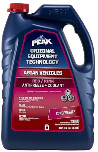 PEAK OET Extended Life Red/Pink Concentrate Antifreeze/Coolant for Asian Vehicles, 1 Gal.