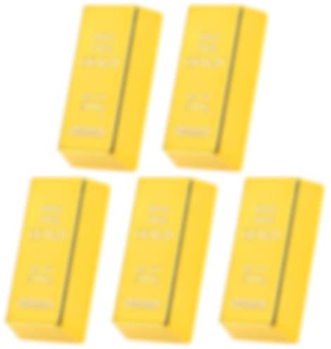 MZSM gefälschte Goldbarren 5-teiliges Set, Film Requisite Kunststoff für Party Begünstigt Kleine Aktivität Requisiten Geburtstag Dekoration Goodie Taschen Füllstoffe