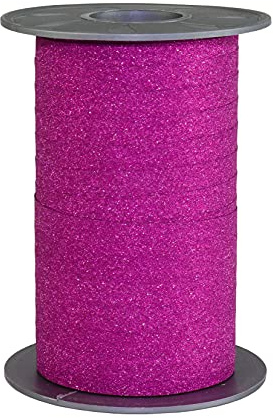 PRÄSENT Geschenkband POLY GLITTER pink, 100 Meter Ringelband 10 mm zum Basteln, Dekorieren & Verpacken von Geschenken zu jedem Anlass