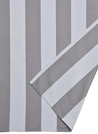 Sleepdown Gestreiftes großes Strandtuch, weiche Mikrofaser, saugfähig, für Schwimmbad, Reisen, Camping, Bad, Sauna, Fitnessstudio, Yoga, mit Tasche, Grau – (160 x 90 cm)
