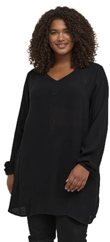 KAFFE CURVE Damen Tunika KCami Damen Große Größen Tunika Casual Langarm V-Ausschnitt Bluse Lange Ärmel