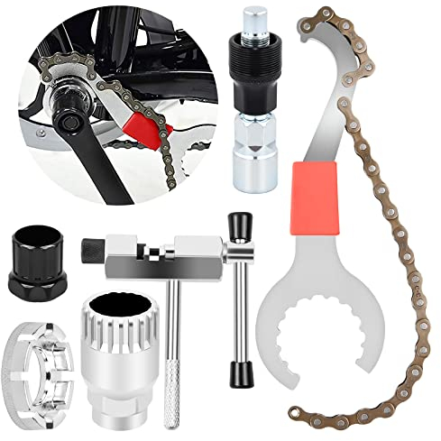 Catime 6-in-1 Fahrrad Kassette Removal Tool, Fahrrad Crank Kettenachse Extractor, Kit Fahrrad Crank Tretlager Entfernen, Kurbel Demontage Werkzeug, Fahrrad Reparatur Werkzeug Set
