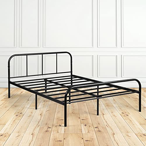 FetiNes Doppelbett Metallbettrahmen | Modern Bettgestell mit Lattenrost für Gästebett Jugendbett Schlafzimmerbett | Stauraum unter dem Bett | 140x190 cm | Schwarz