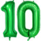 Number 10 Balloons Green, 40 Inch Dark Green Helium Foil Number 10 Balloons, Large Number Balloon Age Balloon Self Inflating for Boys 10th Birthday Wedding Anniversary Party Decorations(Digital 10)