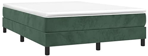 vidaXL Cadre de Lit, Lit Rembourré, Lit Double avec Sommier à Lattes, Lit Adulte de Chambre à Coucher, Moderne, Vert Foncé 140x200 cm Velours