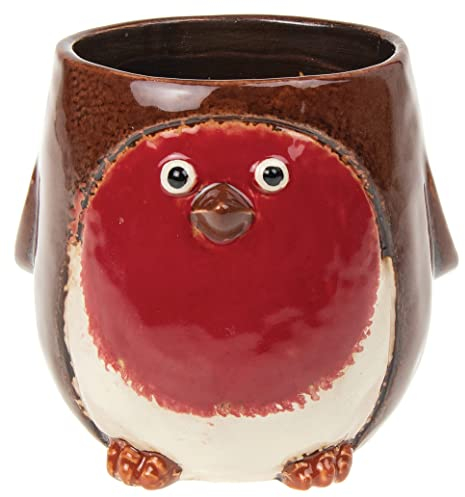 Shudehill Giftware Village Pottery Indoor Outdoor Robin Planter Red (Small)