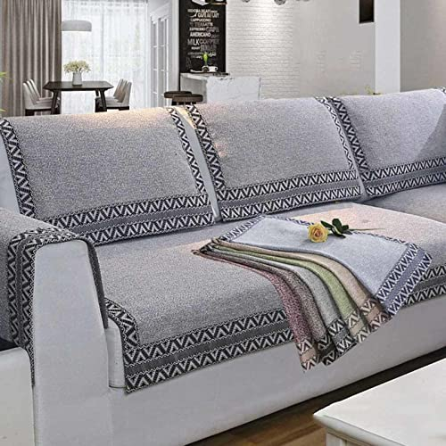 YWQJL Sofaschutz,sofaschoner rutschfest Retro L Form 1 2 3 4 Sitzer Sofabezug ,sofaschoner Katze Hund Decke Ecksofa Anti Slip Sofa Cushion,Grau-70x70cm(28x28inch)