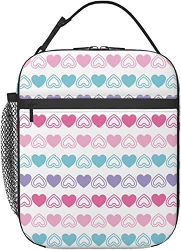 Oudrspo Love Heart Lunch Box Bolsa de almuerzo aislada reutilizable Ladies Men's Lunch Box Adecuado para Camping Office School
