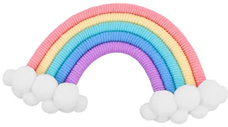Toyvian 1stk Wolken Regenbogen Ornamente Hängender Wandteppich Seil Gewebter Regenbogenanhänger Babyparty-regenbogenverzierungen Kawaii Regenbogen Wandschmuck Bohemien Baumwollseil Kind