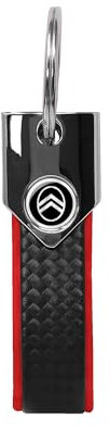 Citroen Porte-clés rouge officiel, carbone, nouveau logo noir, rouge, Taglia unica