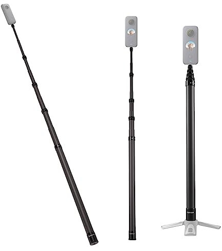 3 metros/118 Pulgadas portátil Selfie Stick telescópico Selfie Stand Fibra de Carbono 4 Secciones con Tornillo de 1/4in Compatible con X2/X3