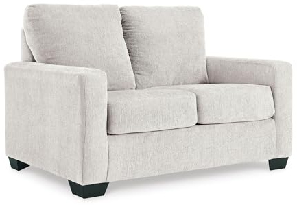 Signature Design by Ashley Rannis Coastal 2-in-1 Sofa Sleeper with Folding Gel Memory Foam Mattress, Twin, White