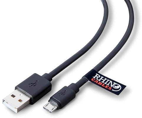 rhinocables USB v2.0 A to USB Micro Type B | Fast Charging & Data Transfer | USB 2.0 Speeds Up to 480 Mbps | Compatibility for Gaming Consoles, Cameras, Smartphones, Tablets & More (3m,Pack of 3)