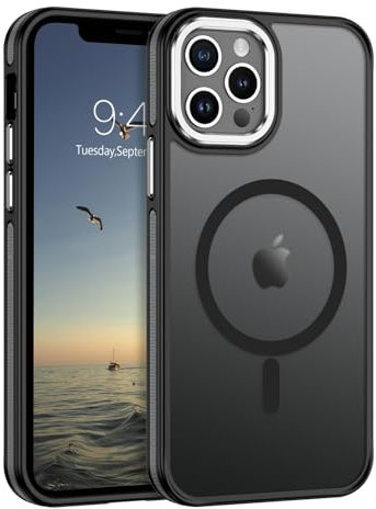YINLAI for iPhone 12 Case iPhone 12 Pro Case Compatible with Magsafe Magnetic Translucent Phone Case Slim Protection Case for iPhone 12/iPhone 12 Pro 6.1, Black/Grey