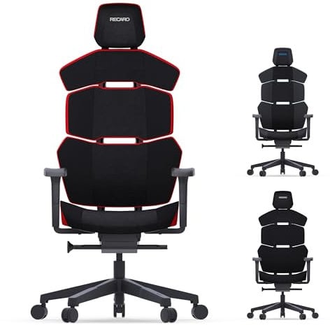 RECARO NXT Essential Premium Gaming & Bürostuhl Ergonomisch [Büro-Zertifiziert] | Made in Germany | Microfaser Dinamica/Stoff | Höhenverstellbar - bis 150kg, Shadow Red