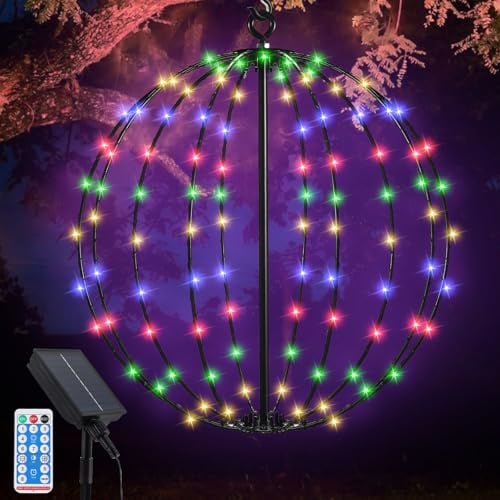 Acxilexy Lumineuse Solaire Exterieur, 120LED Boule Lumineuse Pliable 8 Modes 30CM Imperméable Décoration Lumière Globes Lumineux Pour Noël, Jardin, Terrasse, Balcon, Arbres, Mariage