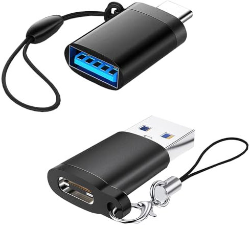 USB to USB C 3.0 Adapter, Type C OTG Adapter, Compatible with iPhone 15 Pro/Max, MacBook Pro Air, Google Pixel, Samsung Galaxy, with Charging+Data Tranfer+OTG, 2 Pack