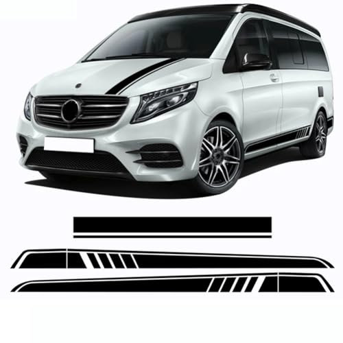 3-teiliges Auto-Motorhauben-Aufkleber-Seitenstreifen-Rock-Aufkleber, für M=ercedes B=ENZ V-Klasse W447 Vito Viano 2014-heute AMG-Zubehör
