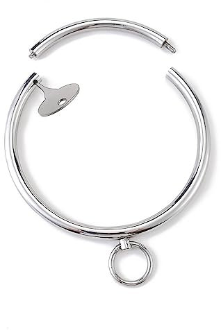 Soarvlorfy Edelstahl Sklaven Kragen Halsband Solide Runden Abschließbar Halsbänder Fetisch Bondage Fesseln Halskette Sex-Halsbänder Fetisch Erotik Spiele Sexspielzeuge für Paare,Metallisch,13.7cm