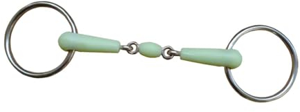 Folpus Trensengebiss für Pferde, Ringgebiss für Pferde, Zugpferde, Maultiere, lose Glieder, Edelstahl, Outdoor-Sport, Länge 127 mm, Pferdegebiss, GrÜn