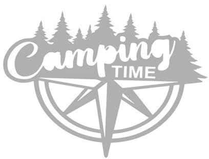 Autocollant pour voiture Autocollant De Pare-chocs De Camping-car, Autocollant De Caravane, Boussole, Rose Du Vent, Temps De Camping En Montagne Autocollant en PVC(Gray)