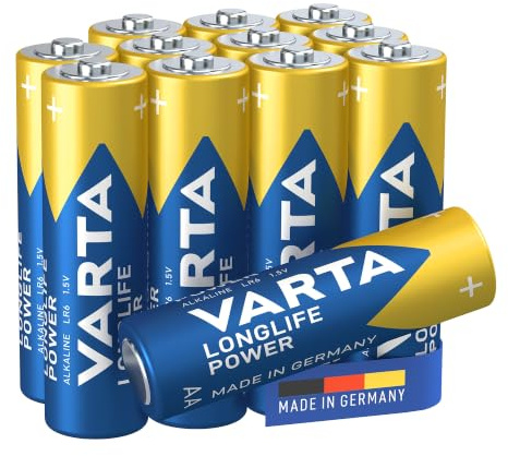 VARTA Batterien AA, 12 Stück (10+2), Longlife Power, Alkaline, 1,5 V | Mignon-Batterie LR6, Made in Germany, bis 10 Jahre lagerfähig, für Spielekonsole, Zahnbürste, Maus oder Controller