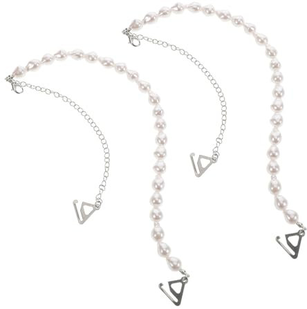 Holibanna Decorative Bra Chain Straps Pearls Handmade Rhinestone Bra Shoulder Straps for Women and Girls 1.8 Hook for Dress and Daily Wear