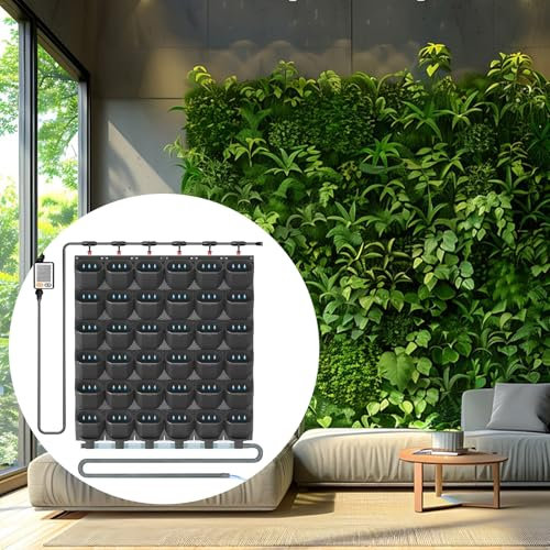 Hängende vertikale Wand Pflanze mit Automatischem Bewässerungssystem,CEIEVER Platzsparende Pflanzenwand 36 Stück Vertikaler Garten Pflanzenwand Blumentopf Set für Hof Garten Balkon