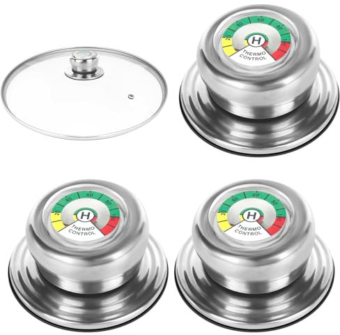 3 Stück Topfdeckelgriff mit Thermometer kochen,kompatibel mit AMC Töpfen und Pfannen,Topfdeckel Griff Universal,Topfdeckel Griff mit Gewinde aus Messing
