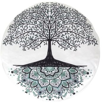 Tempotech Original ® Zafu Arbre de Vie Méditation | Hauteur 18cm x Largeur 30cm | 100% Coton | Garniture Coquille de Sarrasin | Coussin de Méditation Yoga | Accessoires de Yoga (Blanc, 18 cm)