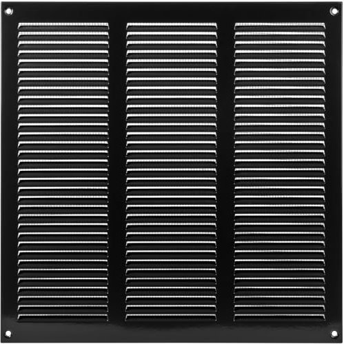 Vent Systems Grille d'aération en métal noir de 30,5 x 30,5 cm – Grille de conduit à persiennes avec écran en maille intégré – Registre de ventilation CVC robuste pour mur ou plafond pour amélioration