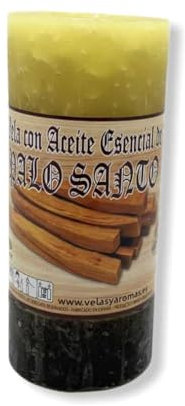 Velón Palo Santo Purificación, Protección, Limpia el Aura - Velas y Aromas - Aceites Esenciales - 48h duración 14x6cm - HOSTENATURA