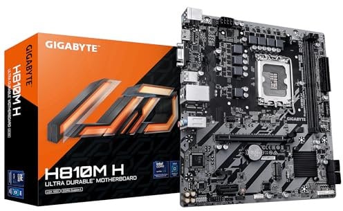GIGABYTE H810M H Placa Base - Procesadores Intel Core Ultra (Serie 2), VRM de 4+1+2 Fases, hasta 6400 MHz DDR5, 1xPCIe 4.0 M.2, LAN 1GbE, USB 3.2 Gen 1